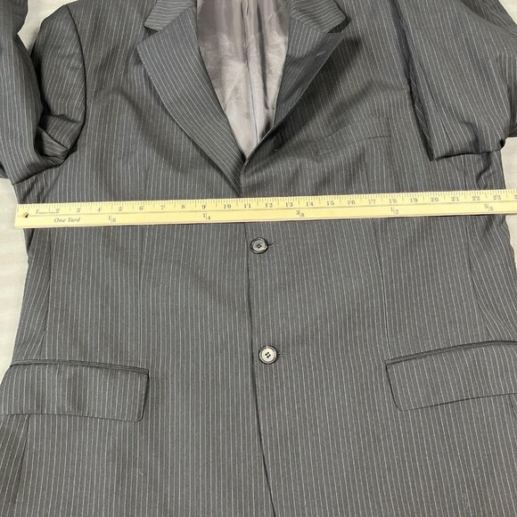 Hugo Boss Suit Mens 46 Long Gray Pinstripe Wool Two Button Jacket Pants 38x32 - Picture 10 of 16